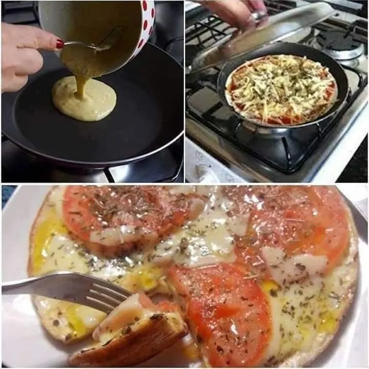 Como fazer pizza de frigideira facil com massa caseira simples